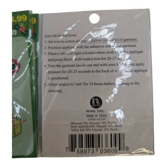 Lot of 3 VTG Iron On Holiday Appliqué Kits Christmas Santa Snowman Reindeer NOS - Picture 9 of 9